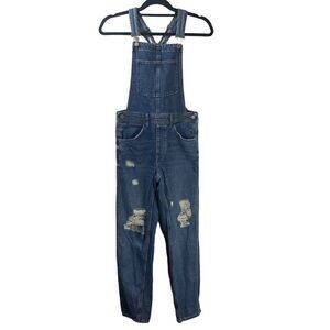 &Denim Distressed Full Length Denim Overalls Size 2